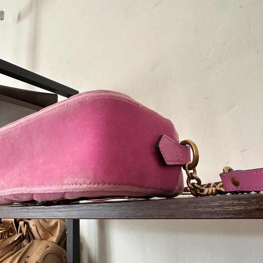 Authentic Gucci Marmont Pink Velvet Crossbody Bag - Picture 7 of 7